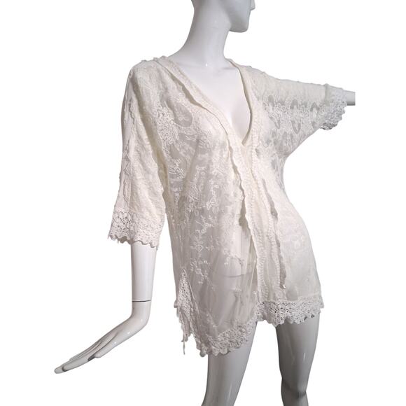 Crochet Whimsical Fairycore Victorian Women's size Large Romantic Lace Top - Picture 3 of 11